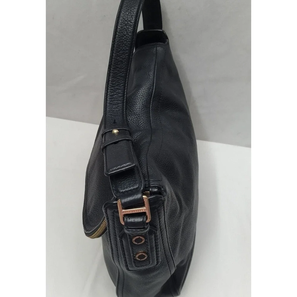 Marc Jacobs The Groove Black Pebbled Leather Flap Closure Hobo Shoulder Bag